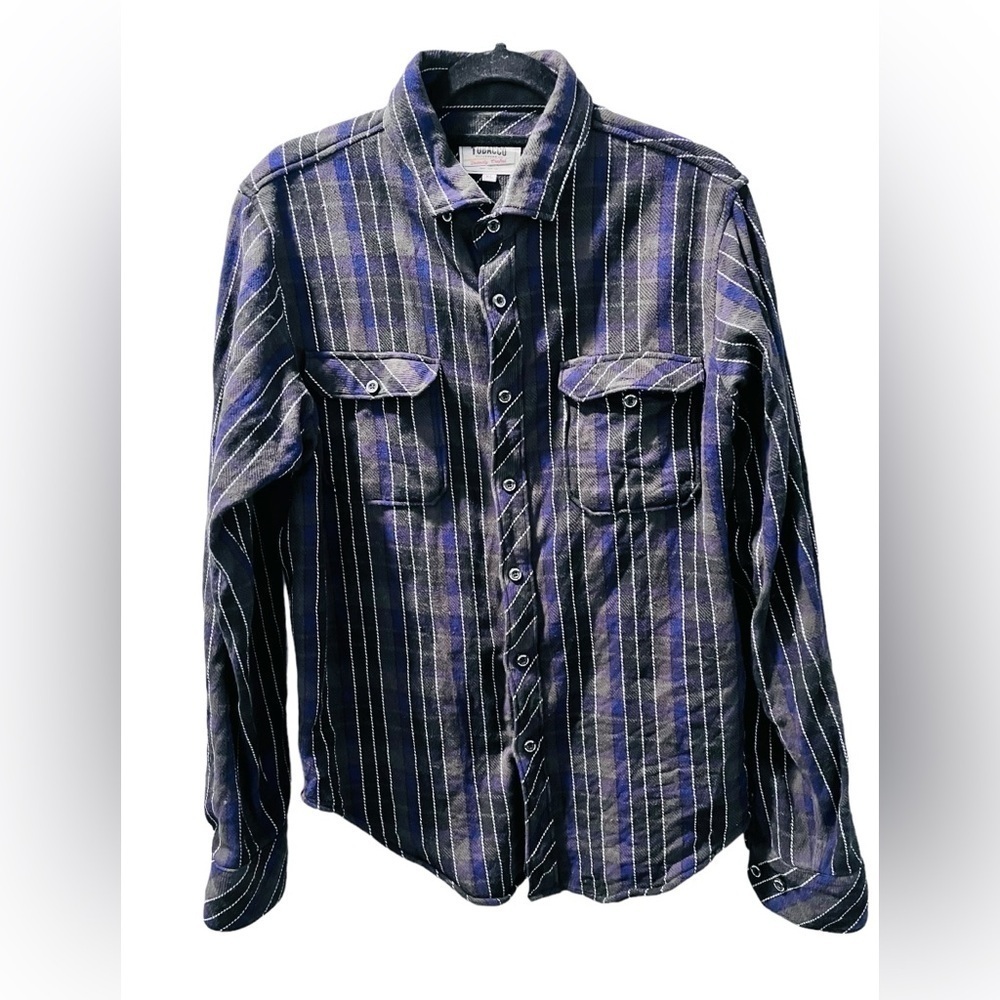 Tobacco Schecter Collab 100% Cotton Long Sleeve Striped Flannel Size XL